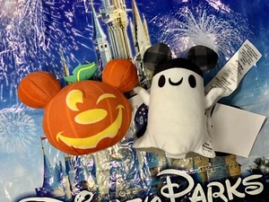 NWT Disney Halloween 2020 & 2021 Mickey Mouse Pumpkin & Ghost Mini Plush Set - Picture 1 of 4