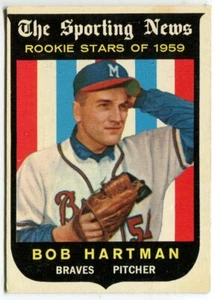 1959 Topps #128 Bob Hartman Milwaukee Braves - Rookie Card - Picture 1 of 2