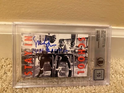 1991 Nike Michael Jordan Spike Lee Mars Stay In School Autograph Card BGS 10 - Image 1 of 4