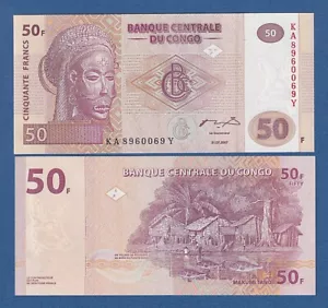 CONGO DEMOCRATIC REPUBLIC -- 50 FRANCS ( 31.7.2007 ) -- UNC -- G&D -- PICK 97a . - Foto 1 di 1