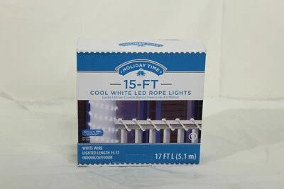 NEW! Holiday Time 15 ft WHITE LED Rope Light Indoor/Outdoor Christmas Party - Image 1 of 4