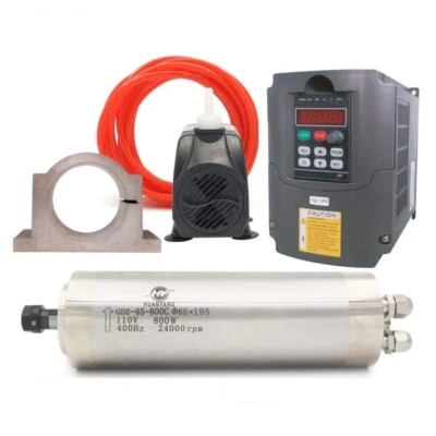 Spindle Package: 1.5KW VFD +800W Spindle Motor +Water Pump +Clamp +Water Pipe - Image 1 of 4
