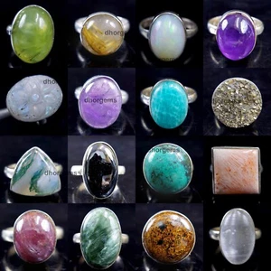 20Pcs Natural Mix Gemstone Rings 925 Silver Plated ring bulk Mixed lot for women - Picture 1 of 19
