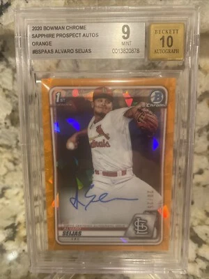 2020 Bowman Chrome Org. Sapphire Ref. 20/25 SP Auto Alvaro Seijas Beckett-9/10 - Image 1 of 3