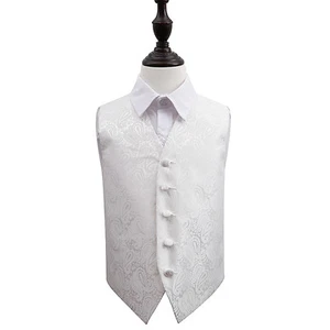 DQT gewebte Blumen Paisley Elfenbein Seite Jungen Hochzeit Weste 2-14 Jahre - Bild 1 von 4