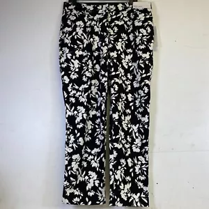 Liz Claiborne Emma Black Floral Ankle Length Ponte Pants Women's Size 12 - Picture 1 of 14