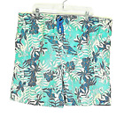 Swim Trunks Board Shorts It's 5 o clock Somewhere  Blue Floral  2XL 44"  Lined