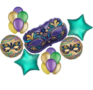Mardi Gras Masquerade Party Balloons Decorations Holographic Satin Luxe - Picture 1 of 7