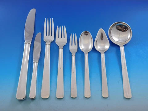 Modern Arvesolv #17 by Hans Hansen Sterling Silver Flatware Set Danish 55 pcs Cover