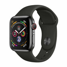 Apple Watch Series 4 44 mm Space Black Stainless Steel Case with Black Sport Band (GPS + Cellular) Unlocked - (MTV52LL/A)