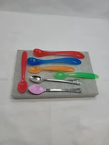 Mixed Lot 7 Piece Baby Toddler Kids Eating Utensils Plastic Spoons Gerber Naby - Picture 1 of 9