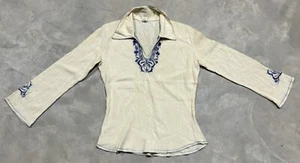 Vintage 70s Era Womens Sz 4 Boho Hippie Floral Long Sleeve Top Made in Greece - Picture 1 of 8