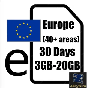 Europe eSIM 3GB-20GB/30d-EU 40+countries, Data Only, Email Delivery, No SIM Card - Picture 1 of 6