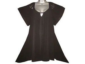 Túnica top talla grande negro georgette asimétrica cuello en V - Imagen 1 de 5