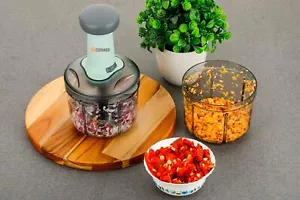 Food Chopper 900ml, Steel Large Manual Hand-Press Vegetable Chopper Mixer Cutter - Picture 1 of 6