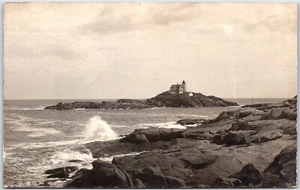 Postcard RPPC c1911 York Beach Maine Nubble Island Lighthouse Scenic View - Bild 1 von 2
