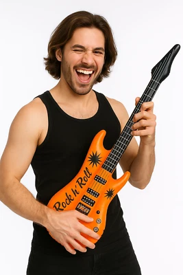 10 x Inflatable Guitars Musical Blow Up Neon Accessories Fancy Dress Costume - Image 1 of 4