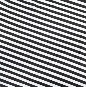 BLACK & WHITE SAILOR STRIPE T-SHIRT SINGLE JERSEY STRETCH FABRIC - CLEARANCE - Picture 1 of 2