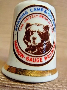 NARROW-GUAGE RAILROAD Bone China THIMBLE wGRIZZLY BEAR - Finsbury England - Bild 1 von 5