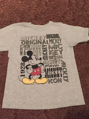 Nwt New Boys Size Xs 4 Short Sleeve Shirt Disney  Mickey Mouse Grey 1928 Cute - Image 1 of 3