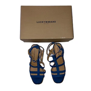 Sandalias Gladiador Lucky Brand para Mujer Paytun- Azul Doble Hebilla Cuero 8 M - Imagen 1 de 7