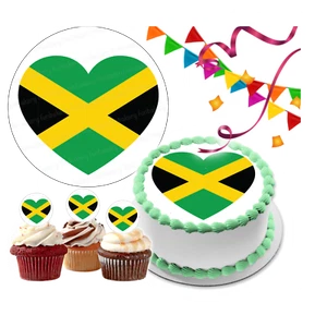 Jamaica Flag Cake Topper Party Decoration Edible Celebration Birthday Heart new - Picture 1 of 14