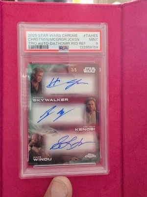 2025 Topps Chrome Star Wars Tripple Auto Anakin, Obi-Wan, Mace Windu. - Image 1 of 3