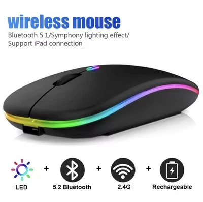 Rechargeable Dual-Mode Wireless Mouse 2.4G + Bluetooth 5.x, RGB, 3600 DPI - Image 1 of 4