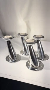 4 Vintage Modern Chrom Stahl Möbel Stuhl Füße Fuß - Bild 1 von 12