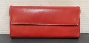 Vintage Portafoglio anni 70 baronetto rosso vera pelle di mucca con portamonete Kisslock - Foto 1 di 11