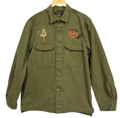 URBAN OUTFITTERS Army Green Military Style Embroidered Button Front Jacket - Image 1 of 4