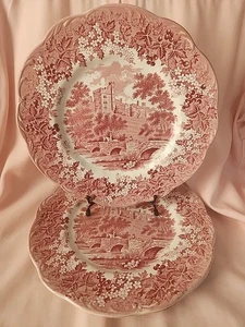 3 Vintage Meakin J & G Romantic England Ironstone Red Dinner Plate - Picture 1 of 14