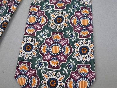 Corbata de seda vintage Polo Ralph Lauren medallón persa hecha a mano Hiedra herencia Foto 1 de 4