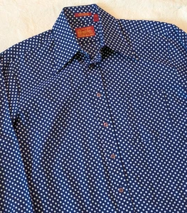 Sears Kings Road VTG 70s Men's Textured Polyester Polka Dot Disco Shirt Japan LG - Picture 1 of 6
