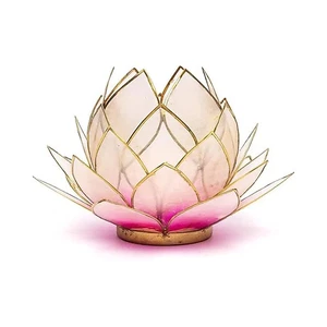 Lotus Teelichthalter rosa goldfarbig groß -- 15x10,5 cm - Bild 1 von 1