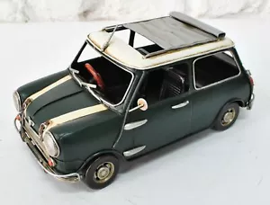 Metallo Arte Latta Modello - Mini Cooper 1; 18 Scala Verde + Bianco Tettuccio - Foto 1 di 3