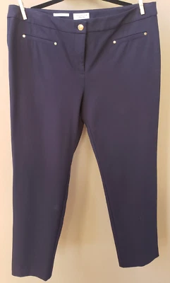Charter Club Sz 14 Classic Fit Navy Blue Cotton Blend Pants Straight Leg Stretch - Image 1 of 4