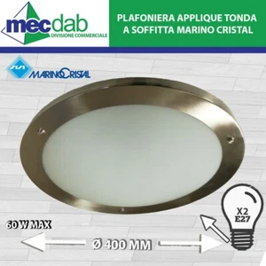 Plafoniera Applique Tonda a Soffitta 2 Attacchi E27 60W Ø400MM Marino Cristal - Foto 1 di 3
