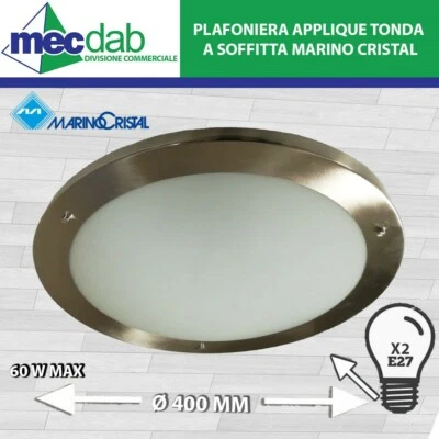 Plafoniera Applique Tonda a Soffitta 2 Attacchi E27 60W  Ø400MM Marino Cristal - Immagine 1 di 3