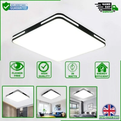 LED 36W Square Ceiling Light - Black & White - Energy Efficient Downlight in UK - Image 1 of 4