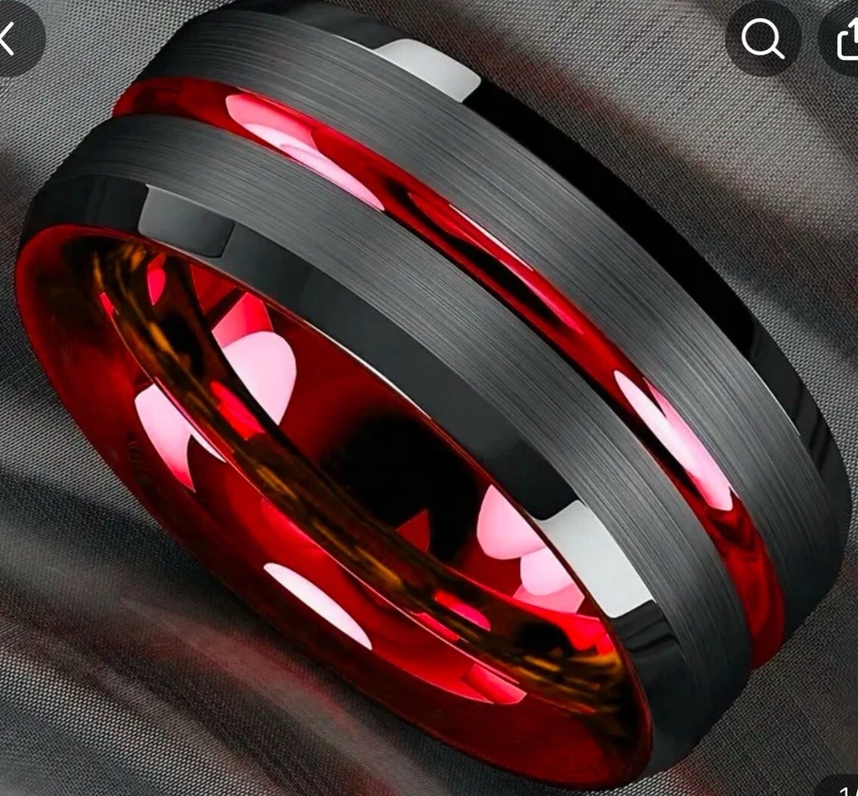 Men Women Red Plated Inner Tungsten Carbide Wedding Bands Fashion Jewelry Ring - Image 1 of 1