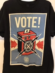 Amoeba Music Shepard Fairey Obey Giant Vote LARGE T Shirt 2008  Records - Picture 1 of 3