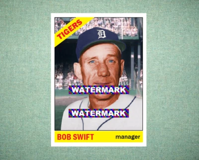 Bob Swift Detroit Tigers 1966 Style Custom Baseball Art Card - Image 1 of 2