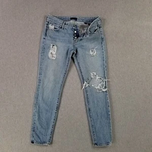 Koral Size 26 Boyfriend Skinny Jeans Button Fly Distressed Denim 100% Cotton - Picture 1 of 12
