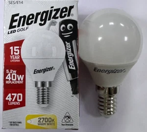2x 4.9W (=40W) LED Golf Light Bulbs SES E14 Warm White 2700K Small Edison Screw - Picture 1 of 2