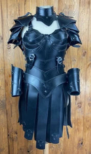 Halloween Real Leather Warrior Theatrical Armor Women Warrior Larp Fantasy Armor - Picture 1 of 6