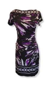 Carole Little Dress Black Multicolor Floral Print Pullover Stretch Size 6 NEW - Picture 1 of 7