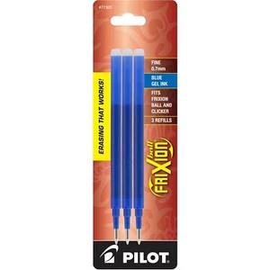77331 Pilot FriXion Ball Gel Pen Refill, Fine 0.7mm, Blue Ink, 2 Packs of 3 - Picture 1 of 1