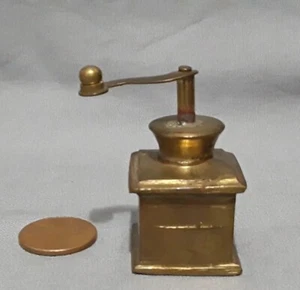 Vintage Brass Dollhouse Miniature 1.75"H Coffee Grinder-Handle Turns, India - Picture 1 of 6
