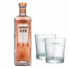 Absolut Vodka Elyx Set mit 2 Gläsern Premium Wodka Alkohol Flasche 42.3% 1 L